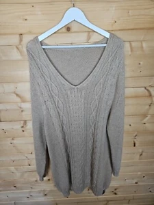 Scotfield Pullover mit Zopfmuster beige Alpaka lang 100% britisches Alpaka Large - Bild 1 von 9