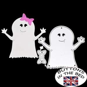 Halloween Ghost & Bow Metal Cutting Dies, Stencil, Card making, Paper Crafts, D9 - Picture 1 of 6