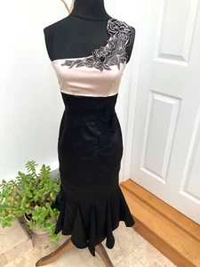 Karen Millen Dress UK Size 8 Silk Blend One Shoulder Pencil Fishtail Hourglass - Picture 1 of 12
