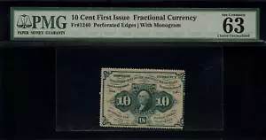 FR-1240 $0.10 First Issue Fractional Currency - 10 Cents - Graded PMG 63 EPQ - Picture 1 of 2