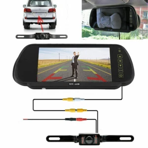 7" LCD Car Rear View Mirror Screen Monitor System+Night Vision Backup Camera Kit - Picture 1 of 12