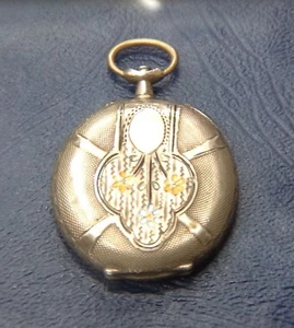 Antica cassa orologio da tasca donna cilindro 10 rubini .800 argento gallo punzonato - Foto 1 di 11