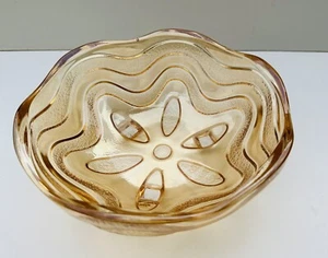 Vintage Art Deco Bowl Val St Lambert Belgium Amber 23cm Dia, 1930’s Geometric - Picture 1 of 20