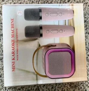 Kids Portable Mini Karaoke Machine Bluetooth Speaker with 2 Wireless Microphone. - Picture 1 of 4
