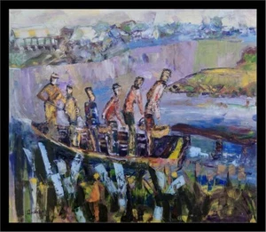 Akademischer Maler Alexander Diener Senior *1958-Zurück vom Fischfang-061xx - Bild 1 von 7