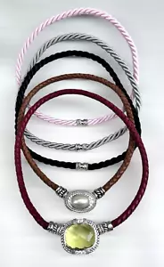 Judith Ripka Argento Sterling Set 7 Pezzi Collana Corda Convertibile 17" - Foto 1 di 11