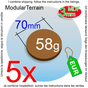 5x 3mm MDF 70mm Round Base Circular Socle Rond War Hammer Infinity Age Of Sigmar - Imagen 1 de 7