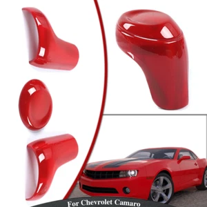 Red Gear Shift Knob Head Cover Trim Bezels For Chevrolet Camaro 2016+Accessories - Picture 1 of 9