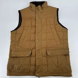 LL Bean Vest Mens Medium Brown DOWNTEK Insulated Puffer Full Zip Corduroy Trim - Picture 1 of 13