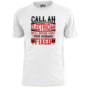 Mens Funny Electrician T Shirt Electrics Builders Work Construction - Picture 1 of 3