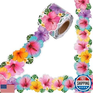 Bordes de tablón de anuncios para decoraciones de aula, hibisco tropical de verano Fl - Imagen 1 de 5