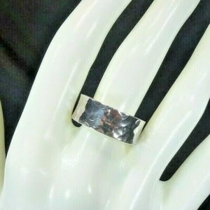 Men's Hammered Style Solid Sterling Silver Band Ring- size 9 - Picture 1 of 12