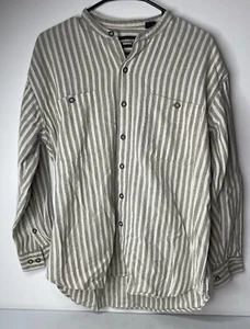 Maurices Men's L Long Sleeve Button Up Grey & White Striped 100% Cotton - Picture 1 of 11