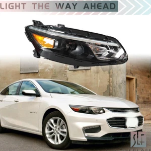 Passenger Right For Chevy Malibu 2016 2017 2018 Headlight Halogen Black Clear - Picture 1 of 12