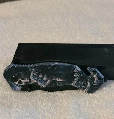 GRIM REAPER BOSS RING SPRING ASSISTED KNIFE BLADE WITH BELT CLIP - Image 1 of 4