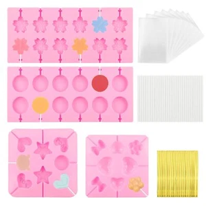 4 Pack Silicone Lollipop Molds Chocolate Hard Candy Mold Baking Tool 8 Holes ... - Picture 1 of 7
