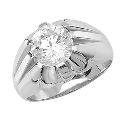 Anello Solitario In Argento Sterling Da Uomo Con Marchio 925 Taglie Q - Z - Immagine 1 di 3