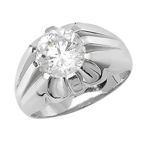 Anello Solitario In Argento Sterling Da Uomo Con Marchio 925 Taglie Q - Z - Immagine 1 di 3