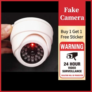 Security Dome Fake Camera Red Flash LED Light Indoor Outdoor Video Surveillance - Afbeelding 1 van 6