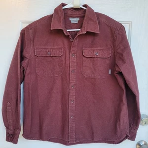 Vintage Eddie Bauer Mens M Heavy  Flannel Shirt Red Hiking Outdoors Work - Picture 1 of 9