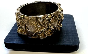 Vintage Whiting & Davis Repousse Klapparmband goldfarben Jugendstil 60er Jahre - Bild 1 von 11