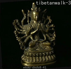 Statua Buddha Ushnisha Vijaya Buddha Ushnisha bronzo rame rame da collezione Cina - Foto 1 di 8