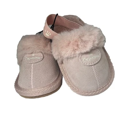 Bear Paw Little Girls Rebecca Pink Cute Fur Leather Slippers NWT Size 0-6 Months - Image 1 of 4