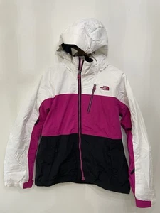 North Face Full Zip Hooded Snow Ski Jacket Pink Black White Insulated Women’s M - Picture 1 of 11