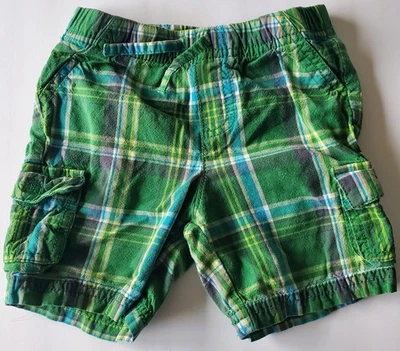 Arizona 18 Month Green Plaid Cargo Elastic Waist Shorts Baby Boy's - Image 1 of 3