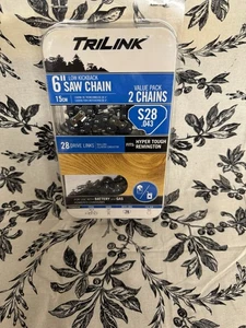 Trilink Saw Chain S28 043 6" 2 Pack Replacement 28 Drive Links 043" Gauge New - Picture 1 of 2