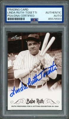 Linda Ruth-Tosetti SIGNED 2016 Babe Ruth #13 Yankees Auto PSA DNA Trading Card - Image 1 of 2