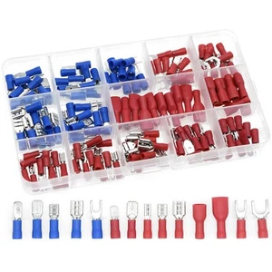 QTATAK 140Pcs Assorted Full Insulated U-Type Fork Red/Blue Terminal Set Elect... - Picture 1 of 7