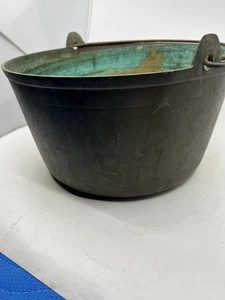Antique or Vintage Large Copper/Brass Pot with Handle Heavy Duty - Picture 1 of 8