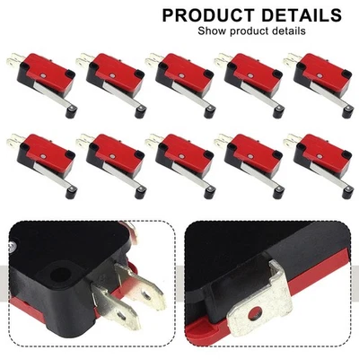 Set of 10 V1561C25 Limit Switches SPDT Long Roller For Various Printers - Image 1 of 4