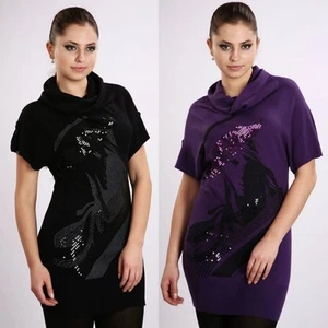 CLUBBING KIMONO COWL NECK TUNIC SHORT SLEEVE LONG SHIRT ONE SIZE / 441 - Picture 1 of 5