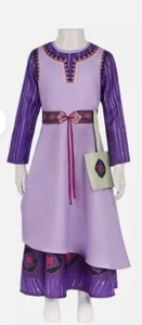 Disney Movie Wish Asha Cosplay Costume Princess Purple Long Dress Kids Girl S - Picture 1 of 5