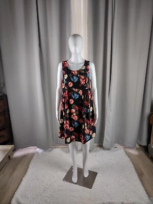 H&M "Mama" Women's Black, Pink, Floral, Side Zip, Sleeveless, Midi Dress Size M - Image 1 of 4