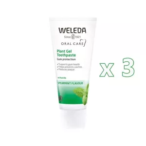 3 x Weleda Oral Care Plant Gel Toothpaste 75ml Spearmint Flavour Organic - Picture 1 of 4
