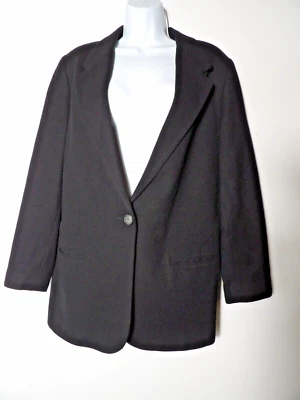 Blazer Sagharbor Talla 14 Negro Pura Lana Nueva Carrera Bolsillos de Botón Único De Colección Foto 1 de 4