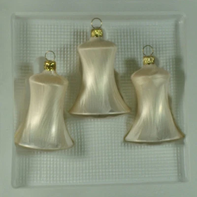 Lauschaer Glas Christbaumschmuck Glocken klein Eislack champagner mundgeblasen - Bild 1 von 4