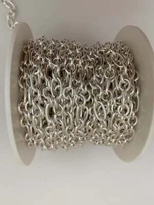 Sterling Silver Chain, 1 Foot Hollow Flat wire Cable Figaro Chain Size: 5mm | - Picture 1 of 3