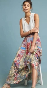 Anthropologie NWT Hemant & Nandita Colorful Long Maxi Skirt Lined Sz Large $158 - Picture 1 of 4