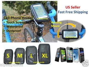 Waterproof Motorcycle Bike Cycling Handlebar Mount Holder Cell Phone Case Pouch - Picture 1 of 9