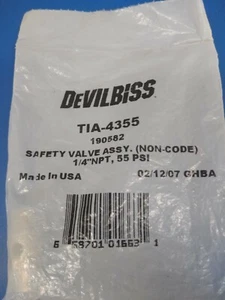 EJE DE VÁLVULA DE SEGURIDAD DEVILBISS TIA 4355 1/4 NPT 55 PSINEW 🙂 GRAN COSTO 🙂 MIRA - Imagen 1 de 2