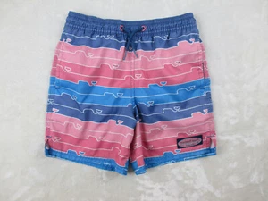 Vineyard Vines Swim Trunks Boys 6 Pink Whale Striped Swim Shorts Kids Youth - Picture 1 of 13