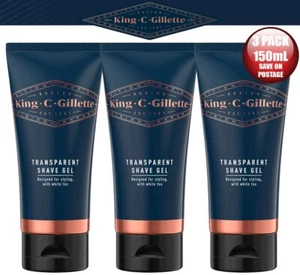 3x King C Gillette Transparent Shave Gel Men's 150mL - Picture 1 of 4