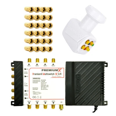 PremiumX Sat-Multischalter 5/8 Satelliten SAT Switch Multiswitch Quattro LNB 4K - Bild 1 von 4