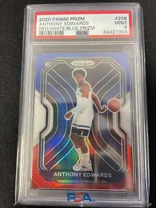Anthony Edwards 2020-21 Panini Prizm Rookie RC- Red, White and Blue #258 PSA 9