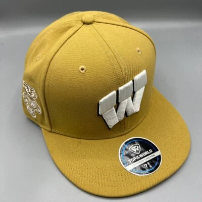 Sombrero Wisconsin Badgers Hombres 7 3/8 Amarillo Top del Mundo NCAA Gorra Ajustada Nuevo Foto 1 de 4