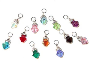 Crystal BIRTHSTONE CHARM Sterling Silver Any Month - Picture 1 of 1